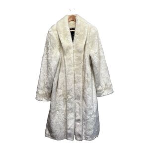 Dennis Basso Size M Gorgeous Long Full Length Winter White Faux Fur Coat